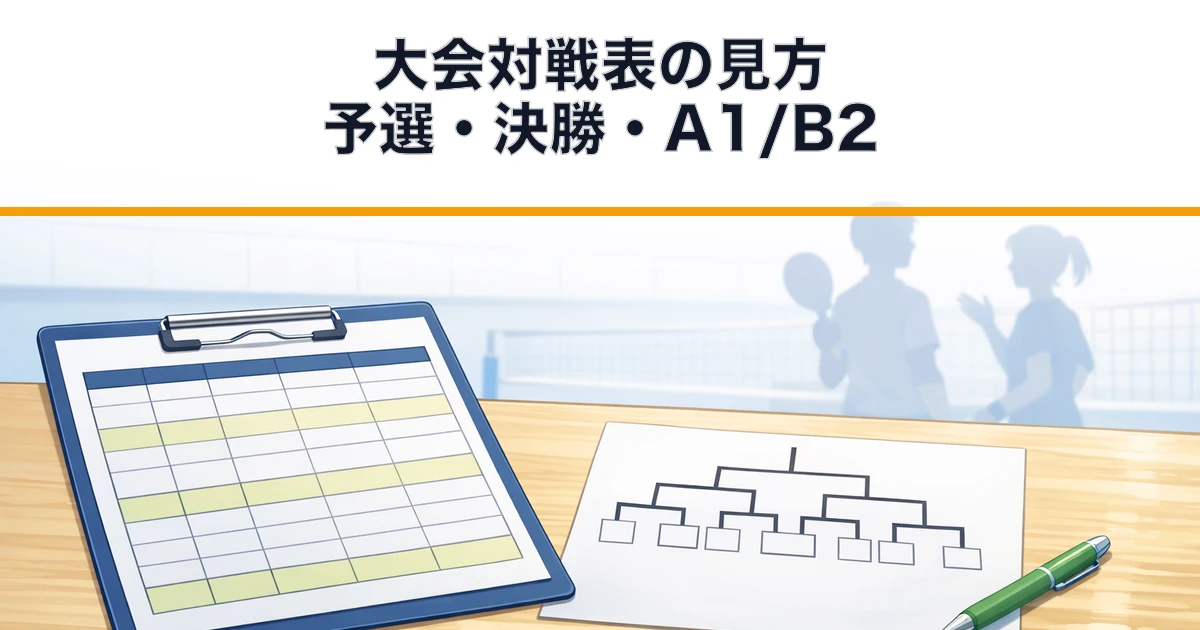名古屋市レクインディアカ大会の対戦表の見方を表すアイキャッチ